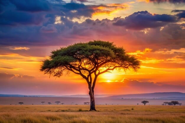 breathtaking sunset or panoramic view of the Masai Mara